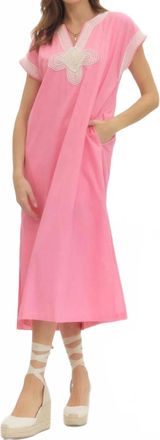 Entro Applique Trim Midi Dress In Pink