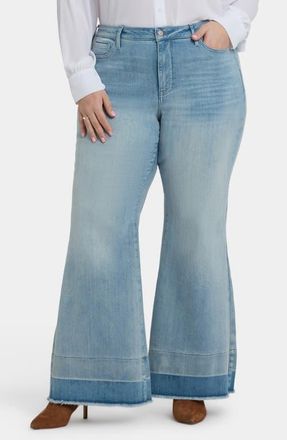 NYDJ Mia Frayed Shadow Hem High Waist Palazzo Flare Jeans in Light Paradise at Nordstrom, Size 22W
