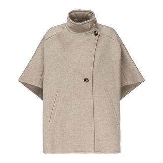 Max Mara Jassen, Dames, Beige, ONE Size, Kasjmier, Beige Kimono Stijl Jas