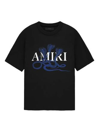 Amiri Glitte Snake logo-print T-shirt - men - Cotton - S - Black