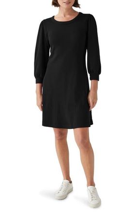 Michael Stars Sinclair Puff Shoulder Cotton Minidress in Black at Nordstrom, Size Large