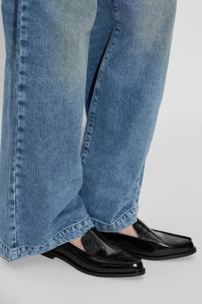 Emporio Armani Leather Loafers, Womens, Black