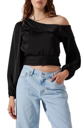 ASTR the Label Off the Shoulder Satin Blouse in Black at Nordstrom Rack, Size X-Small