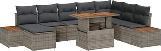 vidaXL Vidaxl - Conjunto De Comedor De Jard&iacute;n Con Coj&iacute;n 9 Pcs Gris, Marr&oacute;n