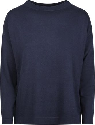 Max Mara Round-neck Knitwear, female, Blue, Size: XS Maglia-Canottiera-Top