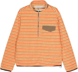 RANRA Kragi Half-zip Sweatshirt met strepen - Heren - Longsleeves - Oranje - M - Katoen - Tops
