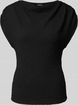 s.Oliver Black Label Slim Fit T-Shirt mit Wasserfall-Ausschnitt in Black, Gr&ouml;&szlig;e 40