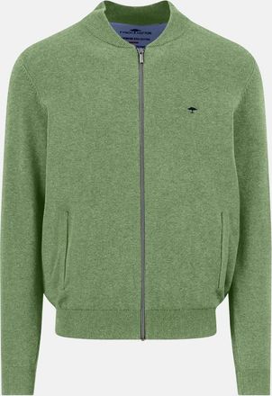 Fynch-Hatton Mens Fine Knit Zipped Cardigan Avocado - Green - Size: 38