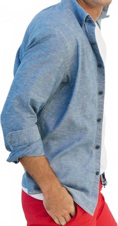 Southern Tide Mens Sandy Beach Sport Shirt In Blue Chambray