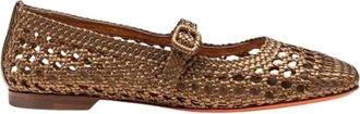 Santoni Luce Woven Ballet Flat - female - Santoni - Ballerina Shoes - Brown - 6 1/2 UK - Shoes