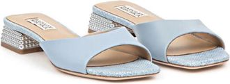Badgley Mischka Oahu Sandal Womens Aqua Leather Square Toe Slip On ZOGG3944