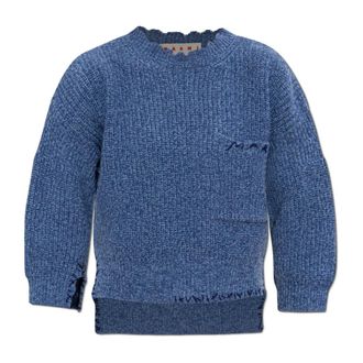 Marni Round-neck Knitwear, female, Blue, Size: 2XS Wool sweater