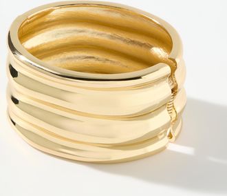 Simons Womens Golden wavy wide bangle