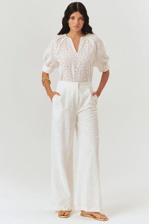 Exquise Broderie Anglaise Fabric Pants in White at Nordstrom, Size X-Large