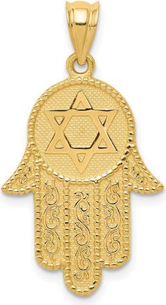 Diamond2Deal 14k Yellow Gold Hamsa with Star of David Charm Pendant