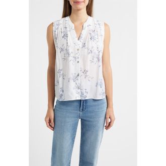 Cloth & Stone Pintuck Tank in Blue Opal Floral at Nordstrom, Size X-Large