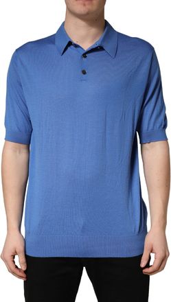 Dolce & Gabbana Blue Cashmere Short Sleeves Polo Mens T-shirt