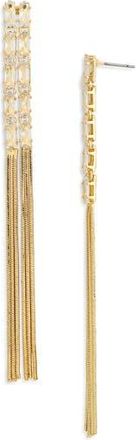Nordstrom Rack CZ Baguette Tassel Drop Earrings in Clear- Gold at Nordstrom Rack