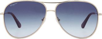 Ferragamo Salvatore Ferragamo Blue Gradient Pilot Ladies Sunglasses SF268S 792 62