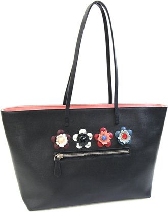Fendi Black Pink Leather Tote Bag (Pre-Owned)