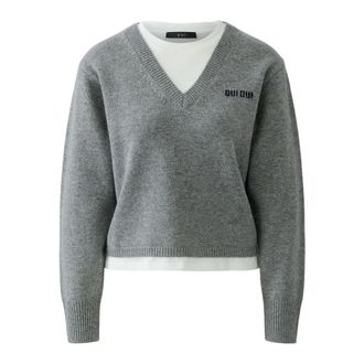 Oui Trui met ronde hals - Dames - Ronde hals truien - Grijs - 2XL - Katoen - Truien & Vesten