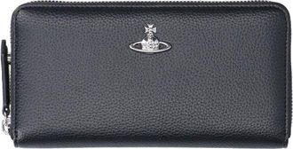 Vivienne Westwood Black Faux Leather Orb Zip Wallet
