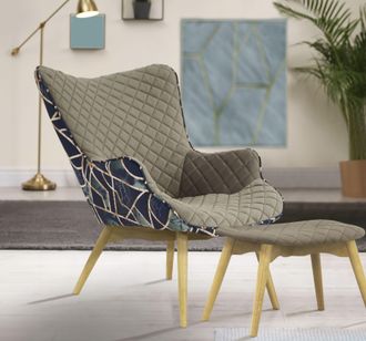 Inosign Sessel »Duke Print« Karoprägung im Sitzbereich und Dekostoff auf der Rückseite