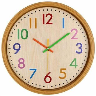 OEM Reloj De Pared Silencioso De 30 Cm Con N&uacute;meros Coloridos Para Ni&ntilde;os, Reloj De Pared Decorativo Grande, Estilo Vintage, Funciona Con Pilas - Crezuo