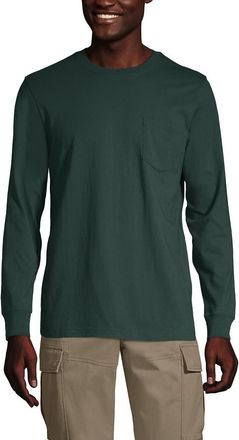 Lands End Super-T Long Sleeve T-Shirt with Pocket in Deep Woodland Green at Nordstrom, Size Xx-Large