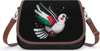 Generic Peace Palestine Flag Crossbody Bags for Women Leather Tote Bag Travel Purse Shoulder Bag for Work Shopping