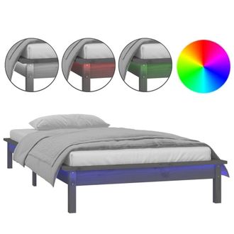 Berkfield Home LED Bed Frame Grey 90x200 cm Solid Wood