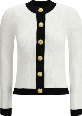 Balmain Womens Cable Knit Button Cardigan - White