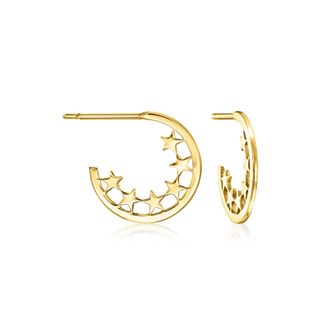 RS Pure by Ross-Simons Italian 14kt Yellow Gold Star C-Hoop Earrings
