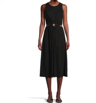 Michael Stars Leni Cut Out Midi Dress In Black
