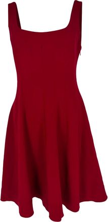 Theory Square-Neck Mini Flared Dress in Burgundy Triacetate