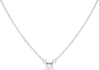House of Brilliance 14K White Gold 1/4 Cttw Lab Grown Oval Solitaire Diamond East West Pendant Necklace at Nordstrom
