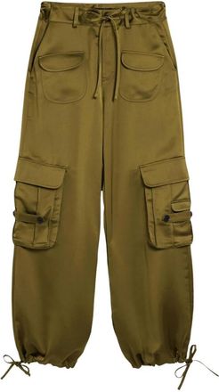 Desigual Pant FAN Broek - Dames - Wijde Broeken - Groen - XL - Polyester - Broeken
