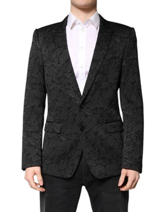 Dolce & Gabbana Black MARTINI Brocade Single Breasted Mens Blazer