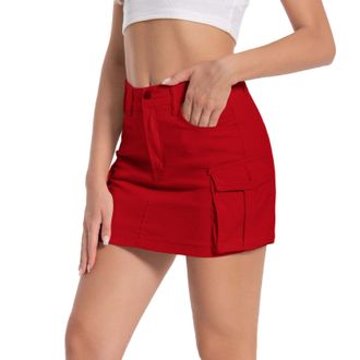 Generic High-Waist Skirt Short Skirts for Women Versatile Womens Stretch Waist Bodycon Mini Cargo Skirt with Pockets Streetwear Trendy Womens Tulle Tutu Skirt