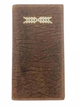 Roper Mens Elephant Print Leather Bi-Fold Wallet In Brown/tan