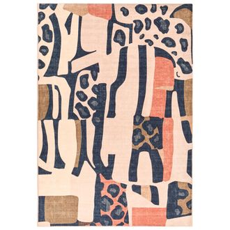 Beliani Alfombra Abstracta 160 X 230 Cm De Tela Sala De Estar Dormitorio Apto Para Calefacci&oacute;n Por Suelo Radiante Base Antideslizante Multicolor Inhisar
