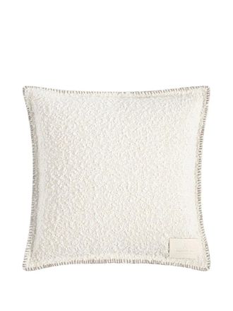 Mani&egrave;re De Voir boucl&eacute; & whipstitch-trim reversible brown/cream cushion (50cm x 50xm) - unisex - Polyester/Spandex/Elastane - OS - Neutrals