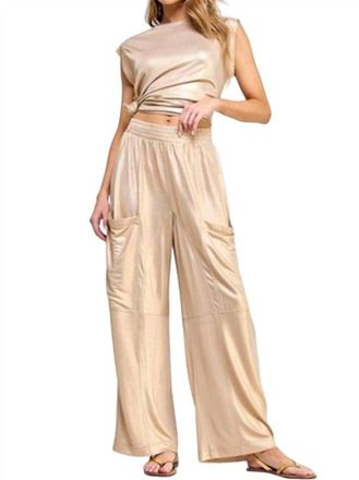 Miss Love Metallic Pant In Gold