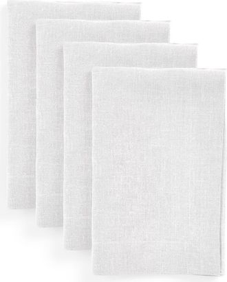 Solino Home Linen Dinner Napkins Set of 4, 20 x 20 Inch for Dining Table, Holiday and Everyday Table Decor - Diana in White at Nordstrom, Size Large