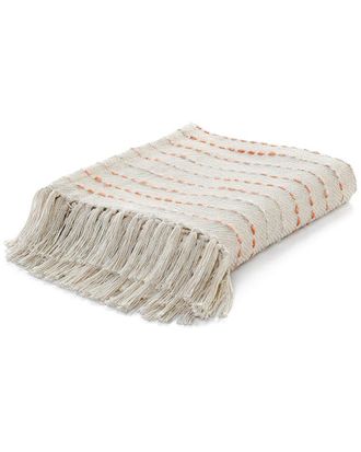 LR Home Lr Home Peach Shimmer Stripe Woven Throw Blanket With Fringe