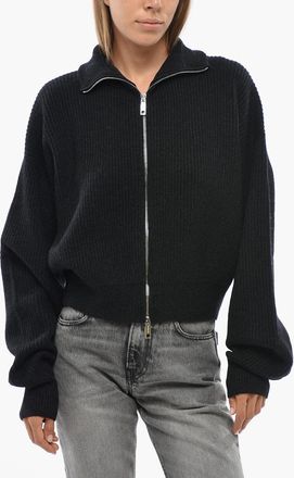 Max Mara SPORTMAX Maglia SVAGO in Lana e Cashmere a Costine con Chiusura Zip Max Mara