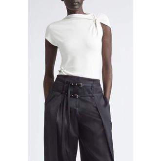 GRACE LING Relic Charms Jersey Mock Neck Top in White at Nordstrom, Size 2 Us