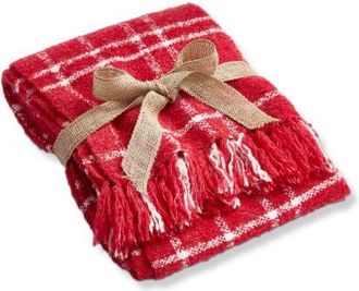 Tag Merry Plaid Acrylic Decorative Throw Red and White Fringe at Nordstrom