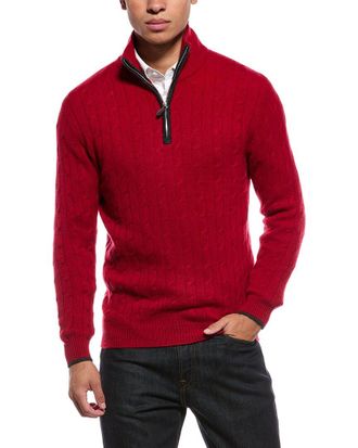 N.Peal N.Peal Albemarle Cable Cashmere 1/2-Zip Sweater
