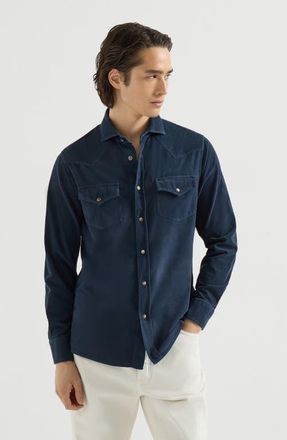Brunello Cucinelli Corduroy shirt in Blue at Nordstrom, Size Xx-Large Eu